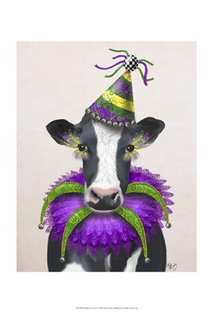 Mardi Gras Cow by Fab Funky art print