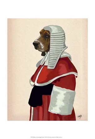 Basset Hound Judge Portrait II by Fab Funky art print