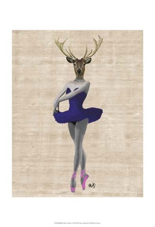 Ballet Deer in Blue II by Fab Funky art print