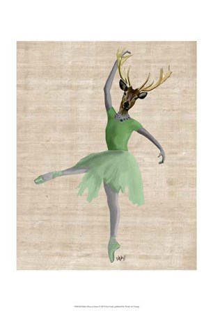 Ballet Deer in Green II by Fab Funky art print