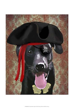 Black Labrador Pirate Dog by Fab Funky art print