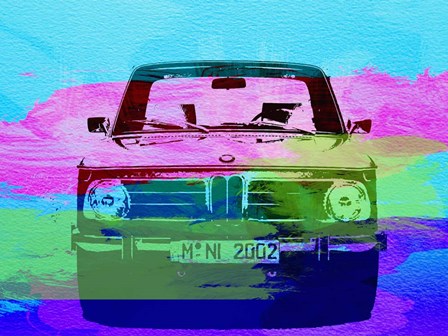 BMW 2002 Front Watercolor 1 by Naxart art print