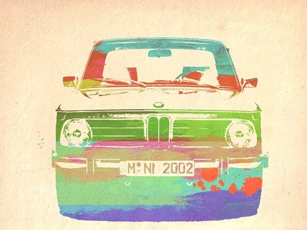 BMW 2002 Front Watercolor 3 by Naxart art print