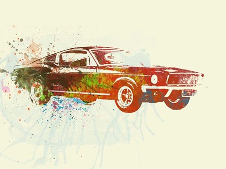 Ford Mustang Watercolor by Naxart art print