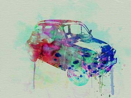 Fiat 500 Watercolor by Naxart art print
