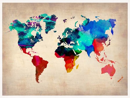 World Watercolor Map 1 by Naxart art print