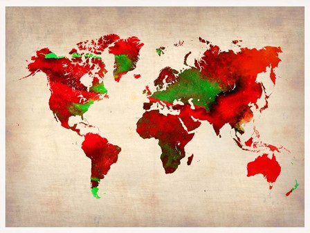 World Watercolor Map 4 by Naxart art print