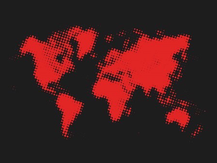 Dotted Red World Map by Naxart art print