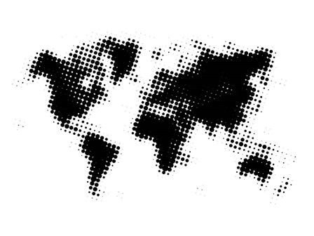 Black Dotted World Map by Naxart art print