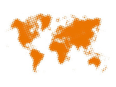Yellow Dotted World Map by Naxart art print
