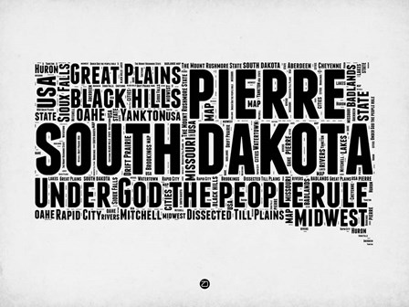 South Dakota Word Cloud 1 by Naxart art print