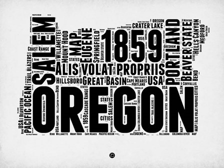 Oregon Word Cloud 1 by Naxart art print
