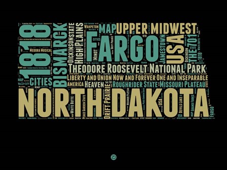 North Dakota Word Cloud 1 by Naxart art print
