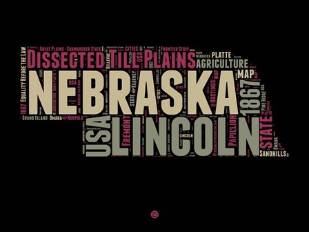 Nebraska Word Cloud 1 by Naxart art print