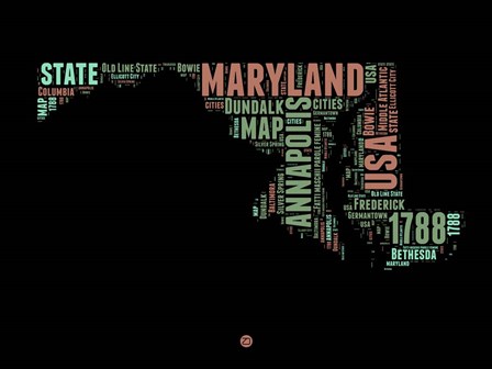 Maryland Word Cloud 1 by Naxart art print
