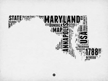 Maryland Word Cloud 2 by Naxart art print