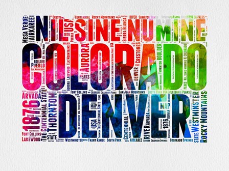 Denver Watercolor Word Cloud by Naxart art print