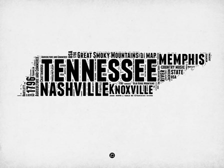 Tennessee Word Cloud 2 by Naxart art print