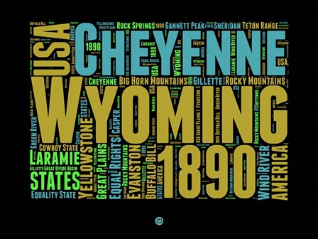 Wyoming Word Cloud 1 by Naxart art print