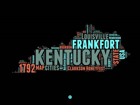 Kentucky Word Cloud 1 by Naxart art print
