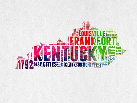 Kentucky Watercolor Word Cloud by Naxart art print