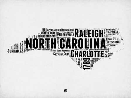 North Carolina Word Cloud 2 by Naxart art print