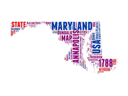 Maryland Word Cloud Map by Naxart art print