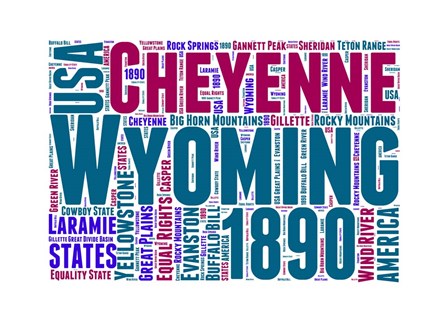 Wyoming Word Cloud Map by Naxart art print