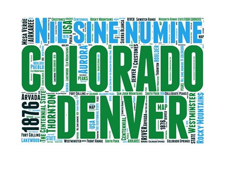 Colorado Word Cloud Map by Naxart art print