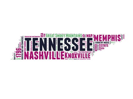 Tennessee Word Cloud Map by Naxart art print
