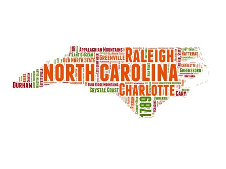 North Carolina Word Cloud Map by Naxart art print