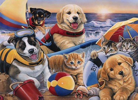 Beach Buddies by Jenny Newland art print