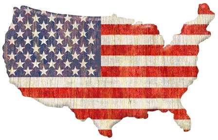 American Flag Continent Cut Out by RetroPlanet art print