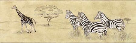Zebras and Giraffe by Pablo Esteban art print