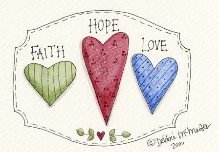 Three Hearts by Debbie McMaster art print