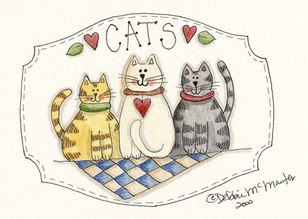 Three Cats by Debbie McMaster art print