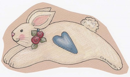 Blue Bunny Heart by Debbie McMaster art print