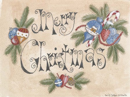 Merry Christmas Ornaments by Debbie McMaster art print