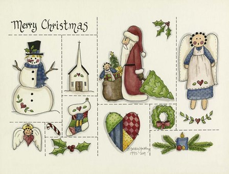 Merry Christmas Collage by Debbie McMaster art print