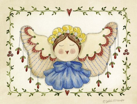 Blue Bow Angel by Debbie McMaster art print