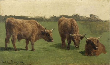 Three Studies of Reddish-Haired Cows on a Meadow by Rosa Bonheur art print