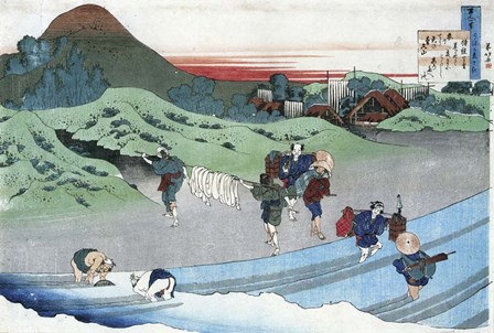Farm Women Wash White Linen Clothes by Katsushika Hokusai art print