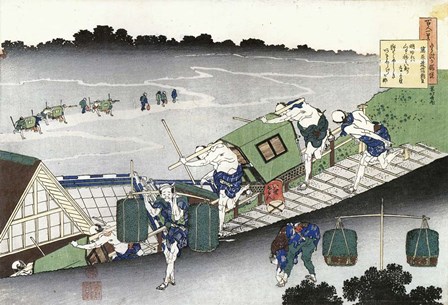 Early Morning, Men in Palanquins by Katsushika Hokusai art print