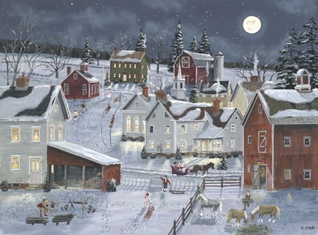 Busy Village by Bob Fair art print