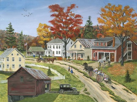 Frisbee Street School Wagon by Bob Fair art print