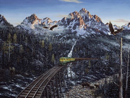 Train &amp; Eagle by Jeff Tift art print
