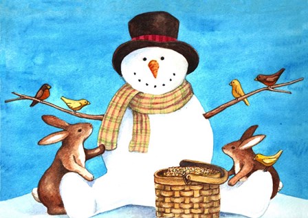 Snowman Bunnies by Melinda Hipsher art print