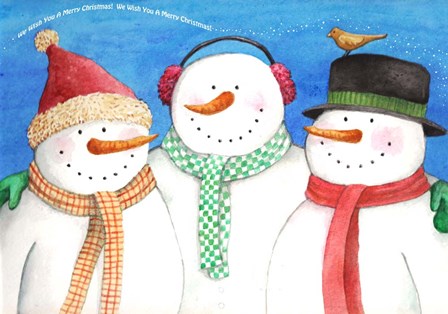Three Snowmen Sing by Melinda Hipsher art print