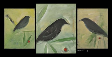 Birds And Berries Triptych by Tim Nyberg art print
