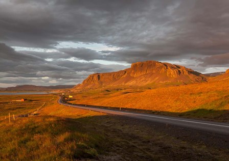 Sunset over Road, Borgarfjordur, Iceland by Panoramic Images art print